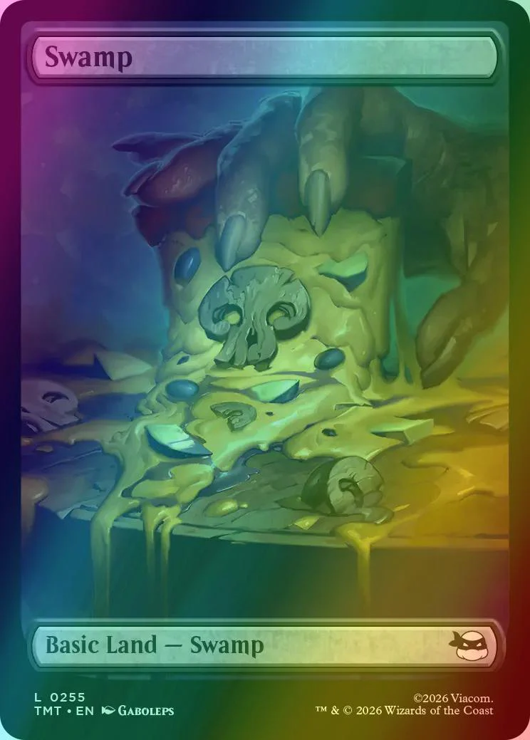 Swamp [255] [Full Art] [Pizza Basic Land ] [Teenage Mutant Ninja Turtles] [Foil]