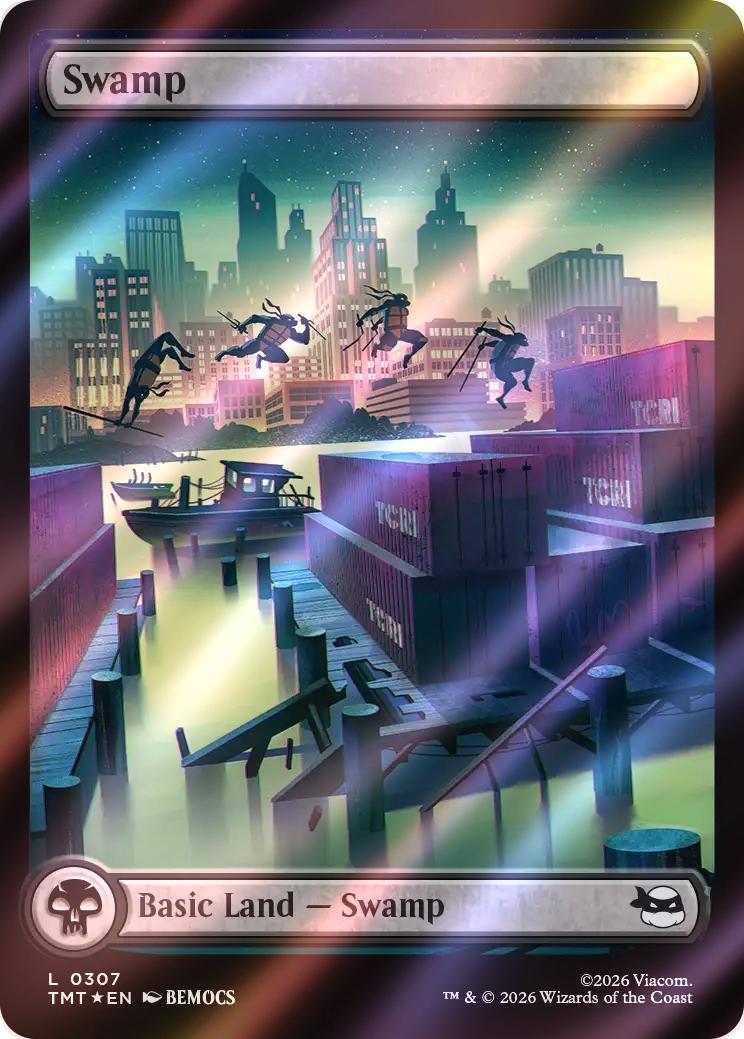 Swamp [307] [Full Art] [Rooftop Basic Land] [Teenage Mutant Ninja Turtles] [Surge Foil]