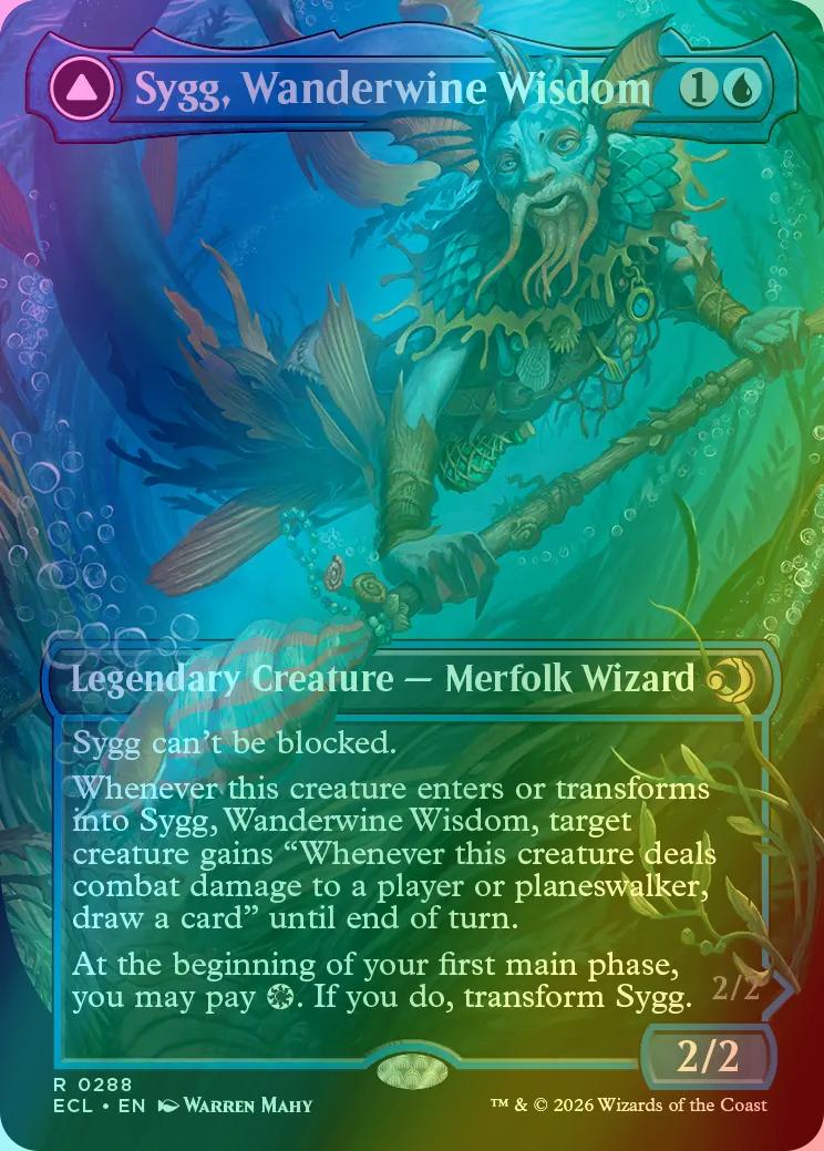 Sygg, Wanderwine Wisdom // Sygg, Wanderbrine Shield [288] [Borderless] [Lorwyn Eclipsed] [Foil]