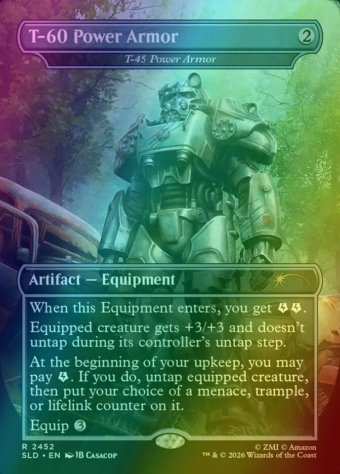 T-60 Power Armor - T-45 Power Armor [2452] [Borderless] [Fallout: Beyond Vault 33] [Secret Lair Drop] [Foil]