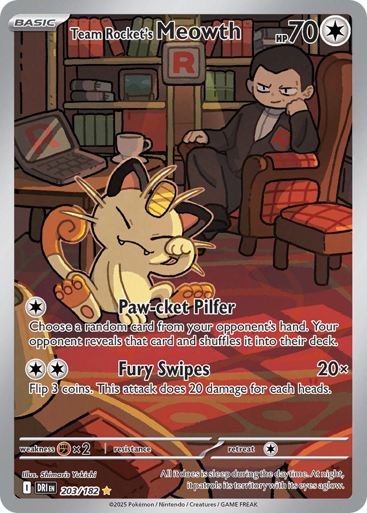 Team Rocket's Meowth - 203/182 - Illustration Rare [sv10-203] [Ultra]