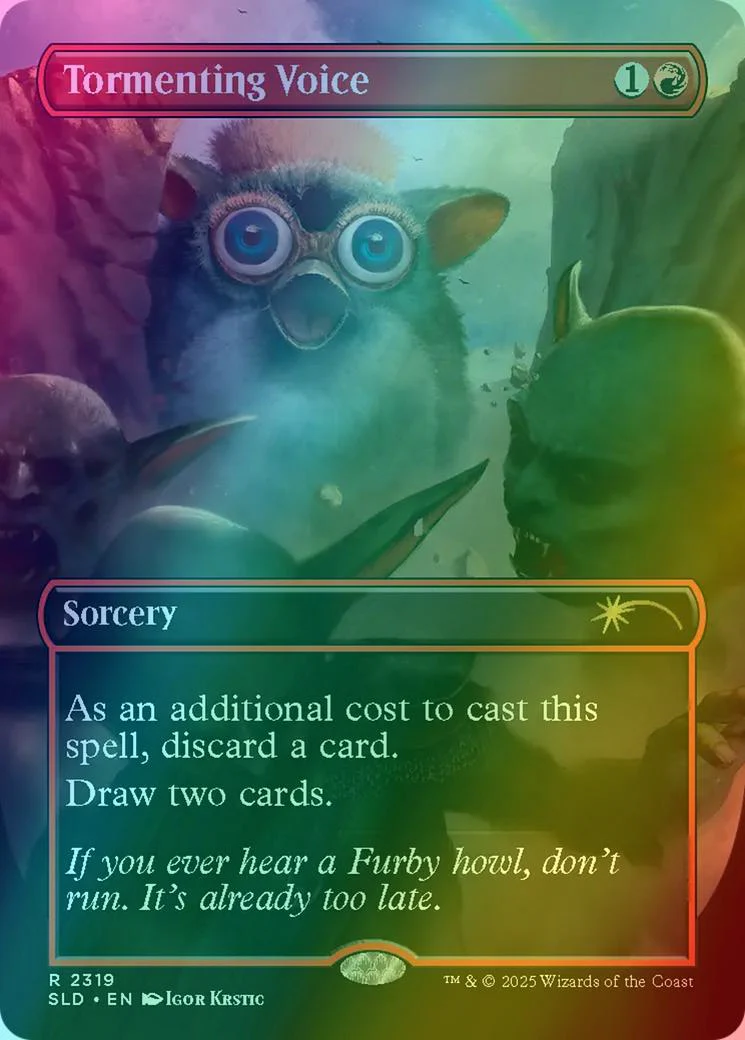 Tormenting Voice [2319] [Borderless] [Furby: The Gathering] [Secret Lair Drop] [Rainbow Foil]