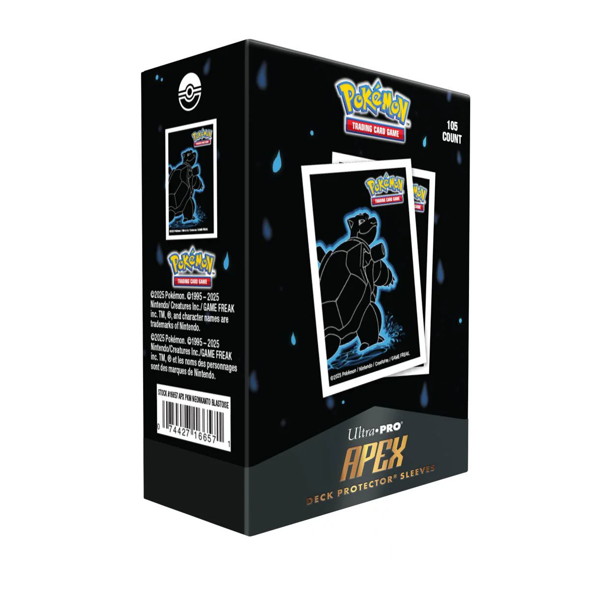 Ultra Pro Pokémon Apex Deck Protector Sleeves - Standard Size - 105ct - Neon Kanto - Blastoise