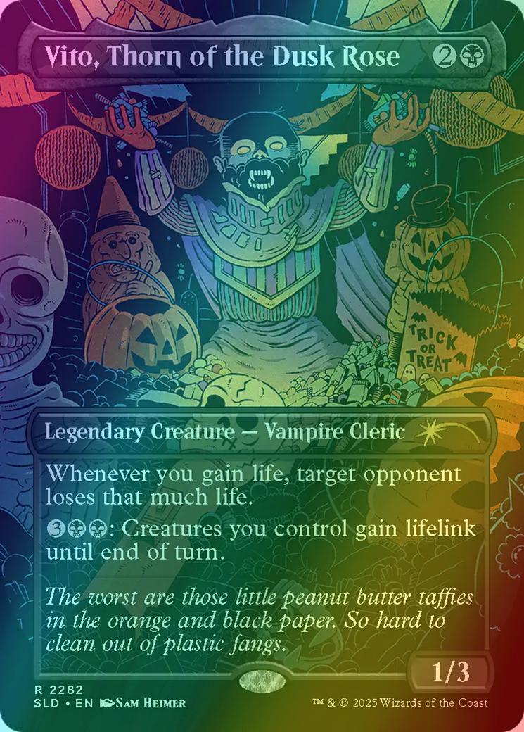 Vito, Thorn of the Dusk Rose [2282] [Borderless] [Trick or Treat] [Secret Lair Drop] [Rainbow Foil]